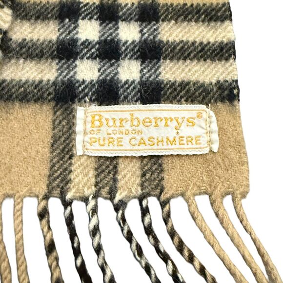 Burberrys of London Cashmere Scarf Beige Classic Nova Check 52” Long x 12” Wide - Picture 2 of 7